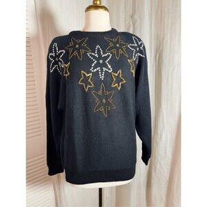 Alfred Dunner Sweater Size XL Vintage 80's Dark Academia Knit Sweater